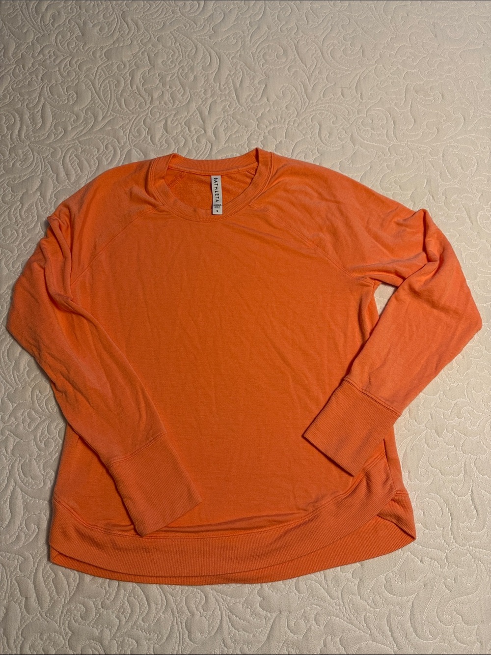 Athleta Bright Orange Long-Sleeve Crew Sweatshirt